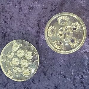 Set Of 2 Vintage Glass Flower Frogs 11 Hole And Domed 6 Hole